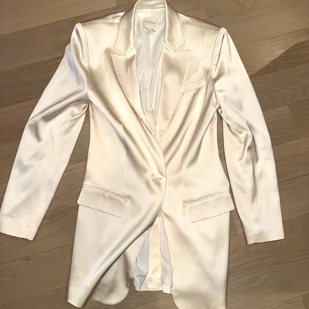Favorite Daughter Satin Ivory Blazer Jacket